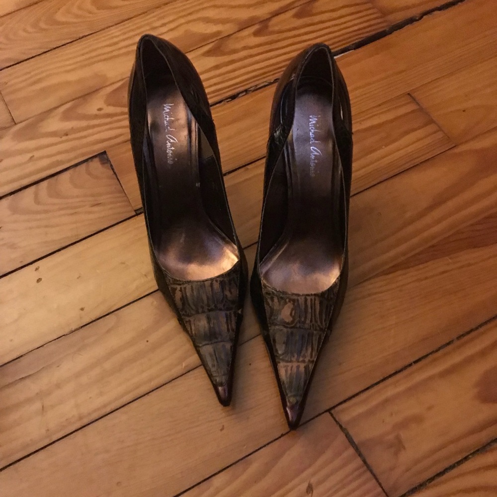 Chocolate Patent leather stilettos